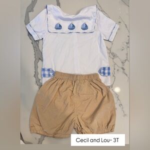 Cecil and Lou Nautical Blue and Tan Matching Set